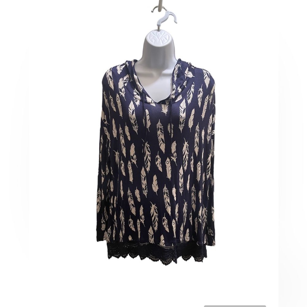 Freshman Forever Feather Print Hoodie‎ Top